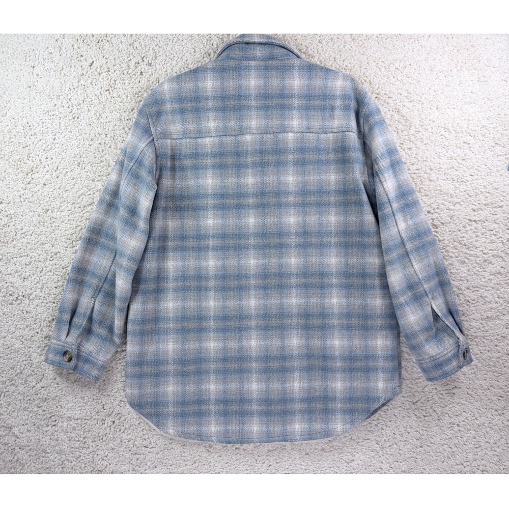 American Eagle Plaid Shacket Womens Small Blue Cream Lined Flannel - Picture 4 of 10
